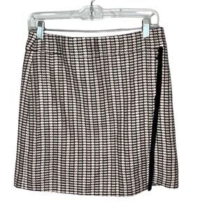 J.Crew Factory Career Mini Faux Wrap Tweed Black/Blush Pink Lined Skirt. Size 6.